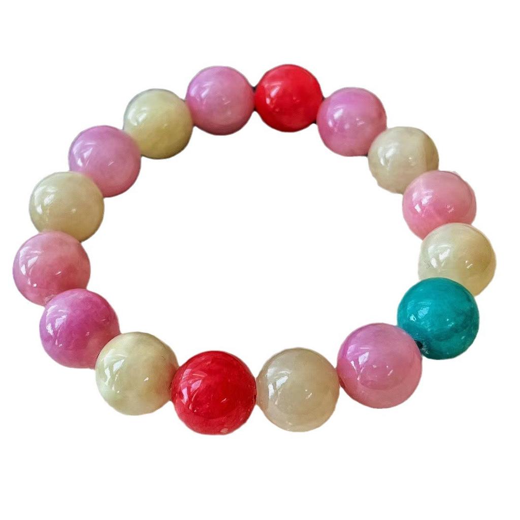 Vintage Happy Dopamine Large Particle Colored Quartzite Stone Bracelet Women'S Bracelet Atmosphere Jewelry