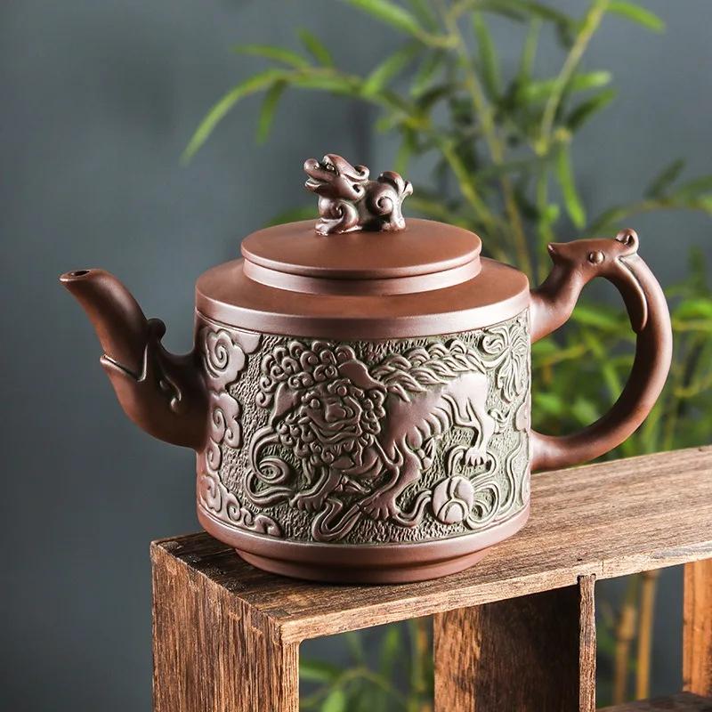 Håndlaget Kylin Dragon Pot, Kung Fu tesett, lilla sandfilter
