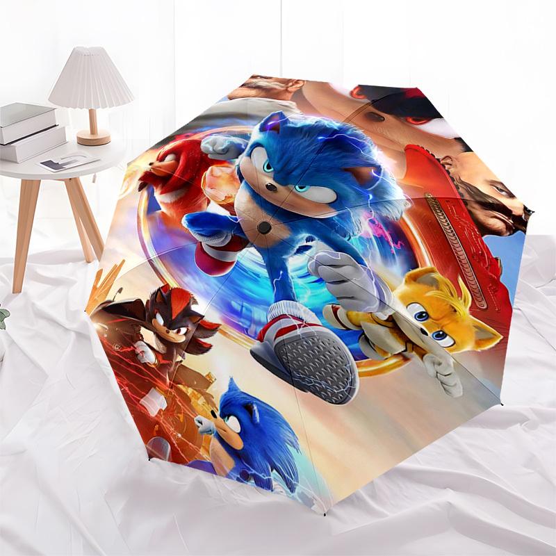

1pc Shadow the Hedgehog Automatic Opening Folding Umbrella, 3-Fold Design, 8-Bone Iron Frame Outdoor Umbrella, Ideal Gift for Fans, Travelers, Daily U