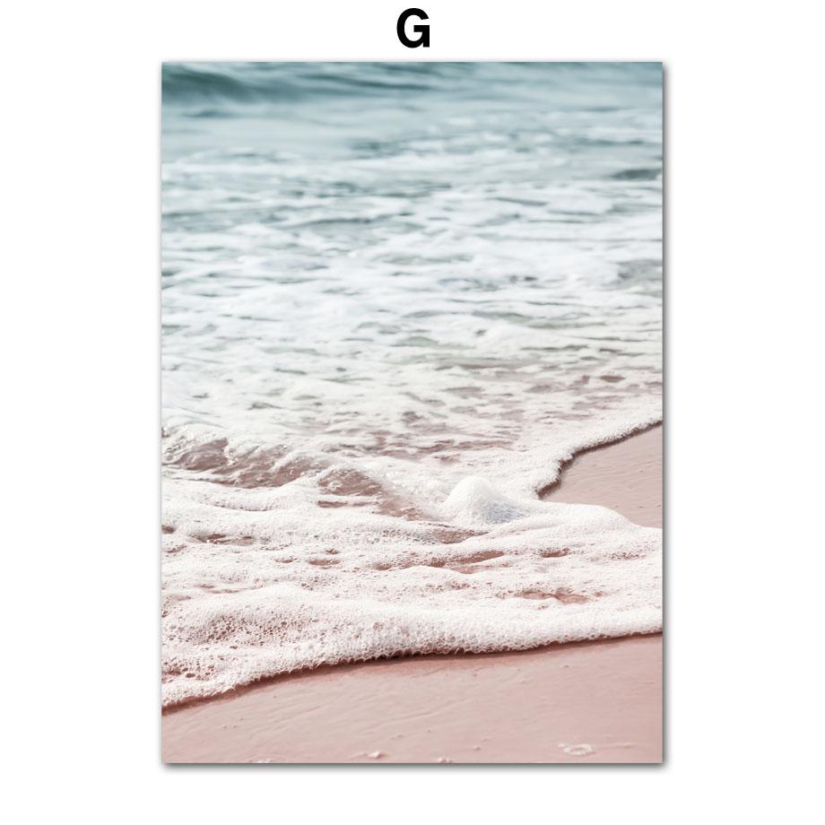 Tropical Pink Beach Shell Palm Tree Sun Posters Prints Canvas Painting Nordic Wall Art Pictures For Living Room Home Decor