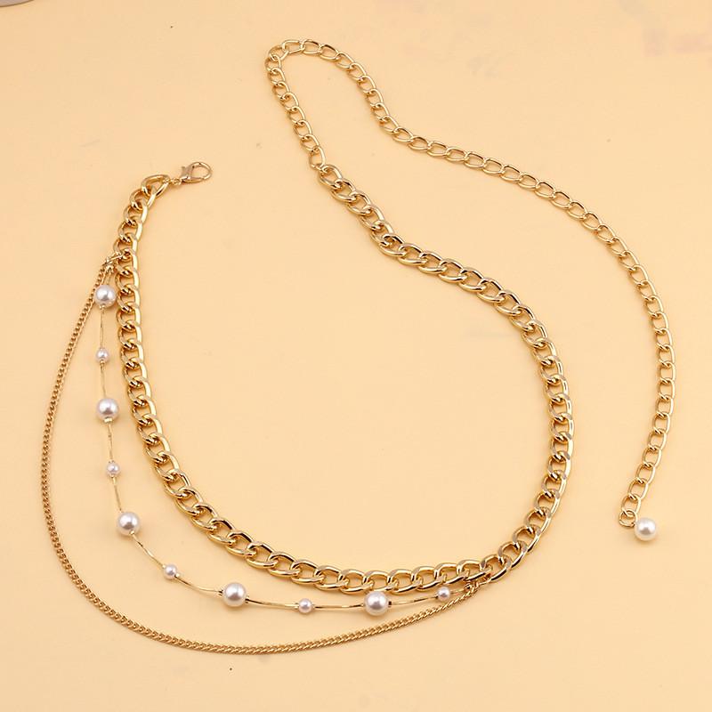 Vintage European Body Chain With Pearl Multilayer Design For Casual Summer Wear