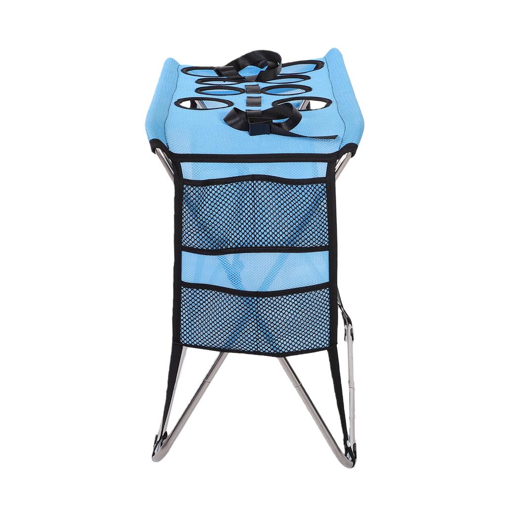 Pet Grooming Hammock Cat Dog Bathing Station Foldable Stainless Steel Frame 8 Holes Blue Large Portable for Small
