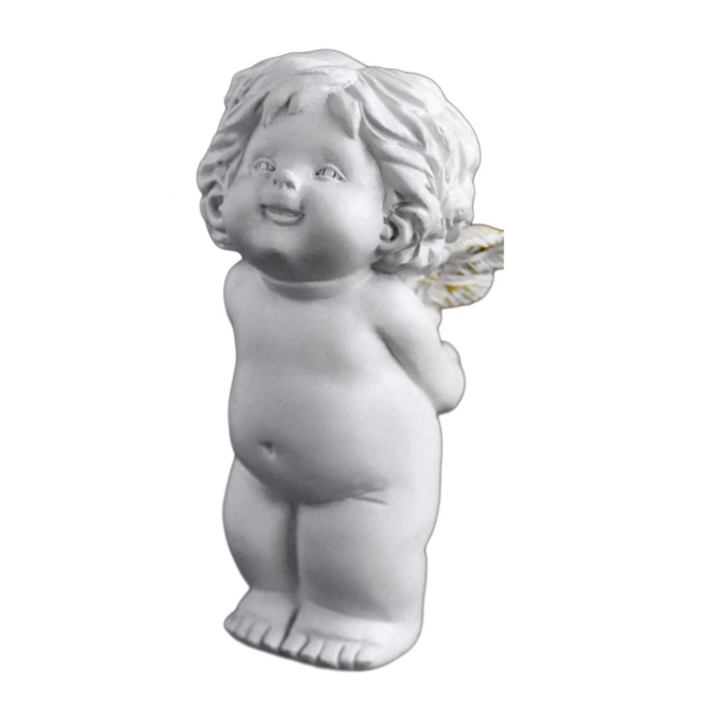Baby Angelic Holding Heart Statue Love Expression Resins Cherub Sculpture Figurine for Home and Office Tabletop Decors