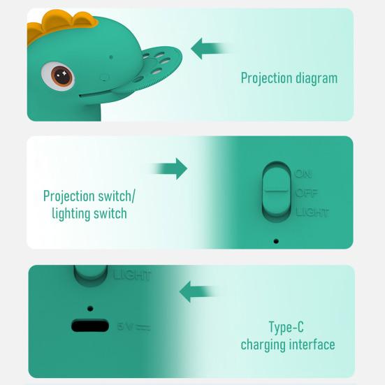 Kids Dinosaur Drawing Projector Rechargeable Cartoon Dino Shape Easy Drawing Tracing Art Projector Educational Toy Toddler Boys Girls Gift