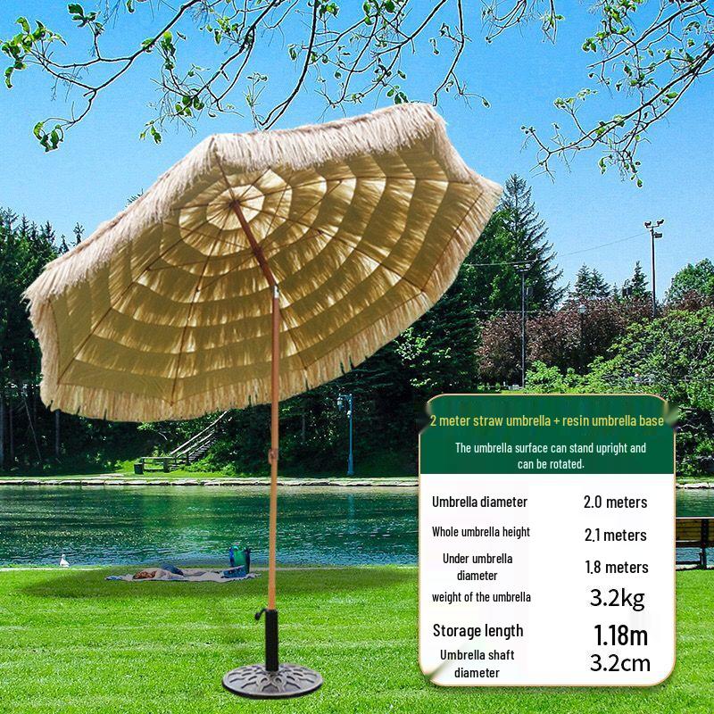 Imitation Thatch Outdoor Sunshade Umbrella - Garden, Courtyard, and Photography Decor Prop