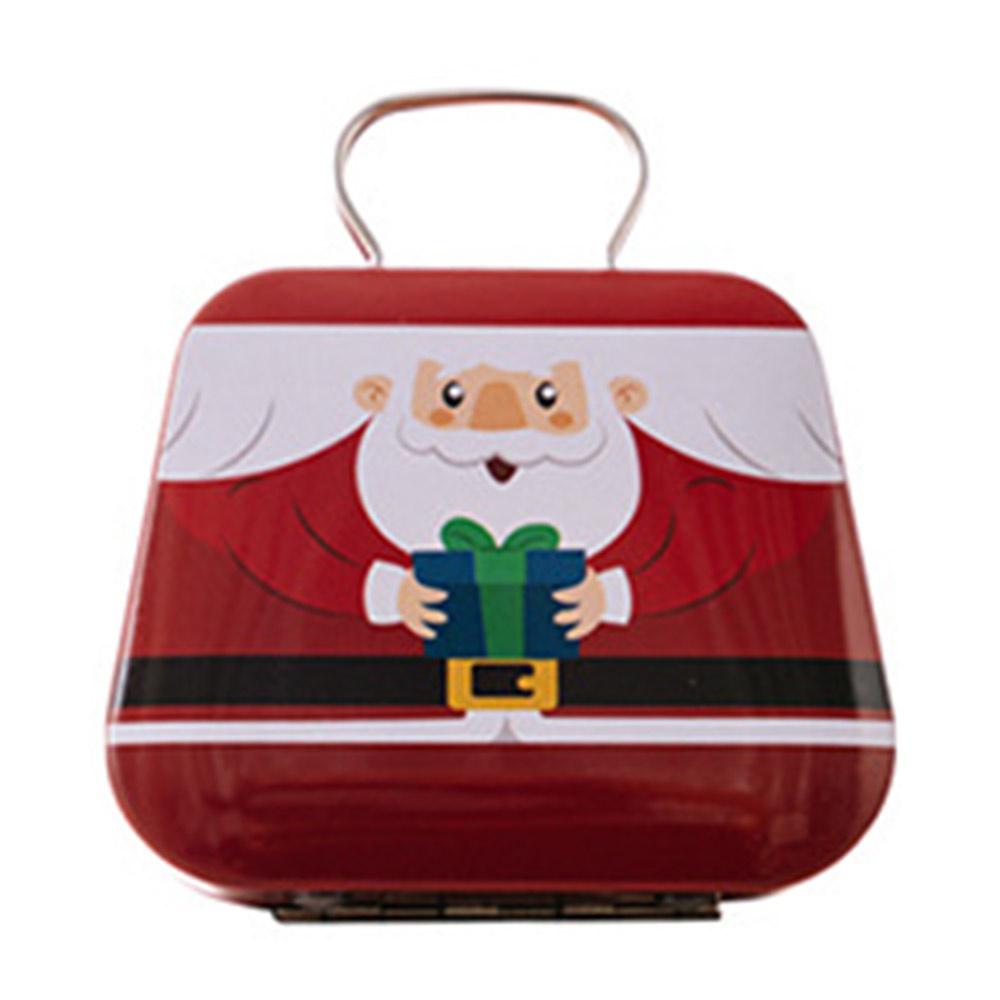 Christmas Tin Gift Box Mini Handbag Design Candy Container for Kids/Portable Cookie Storage/Holiday Decoration