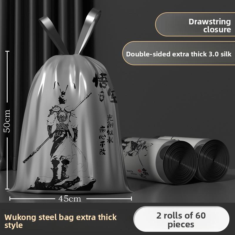 Garbage Bag Drawstring Heavy Duty Household Disposable Plastic Trash Bag For Kitchen Use