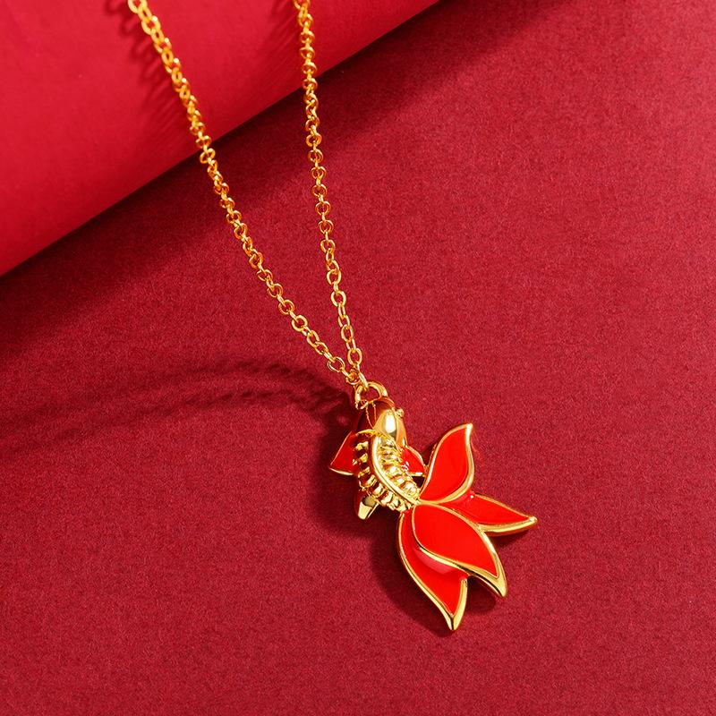Transporting koi Niche Design High-end Feel 925 Sterling Silver Fish Personality Animal Necklaces  XL092