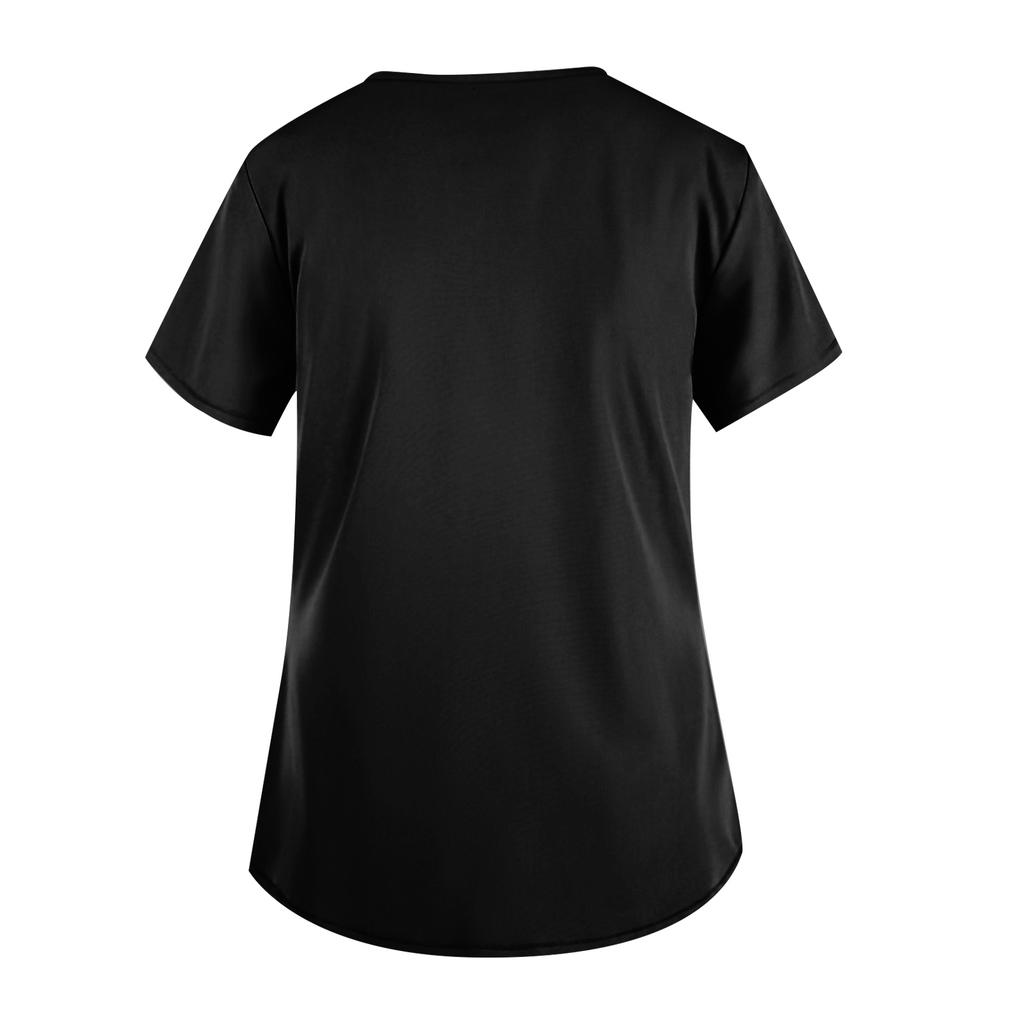 Women's V-Neck Short-Sleeve Pocketed Top With Side Slit