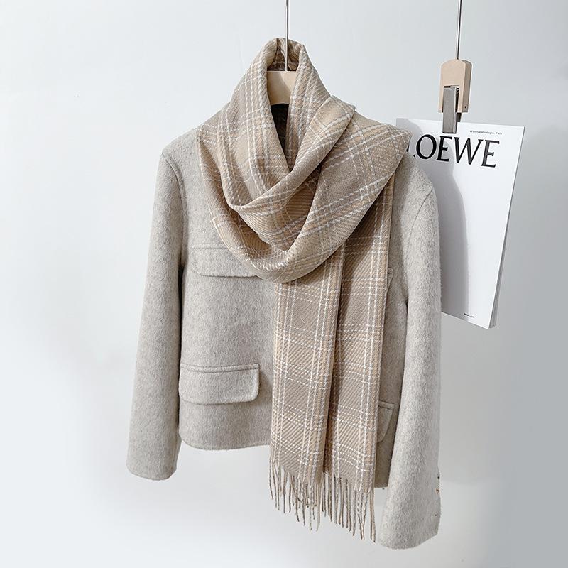 Autumn and Winter New Imitation Cashmere Plaid Scarf Shawl Women's College Wind Cold Warm Fashion Versatile Scarf