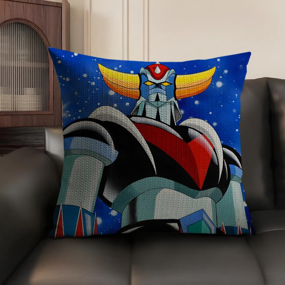 G-Goldorak Anime Cool Cushion Cover Natural Linen Organic Fabric Double-Sided Printing Sofa Home Decor Gift Pillow Case