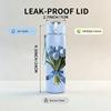 1PC Blue Cornflower Bouquet With Ribbon Print 750ml Color Plastic Sports Water Bottle Leakproof Flip Straw Lid Suitable for Sports Office Home Use