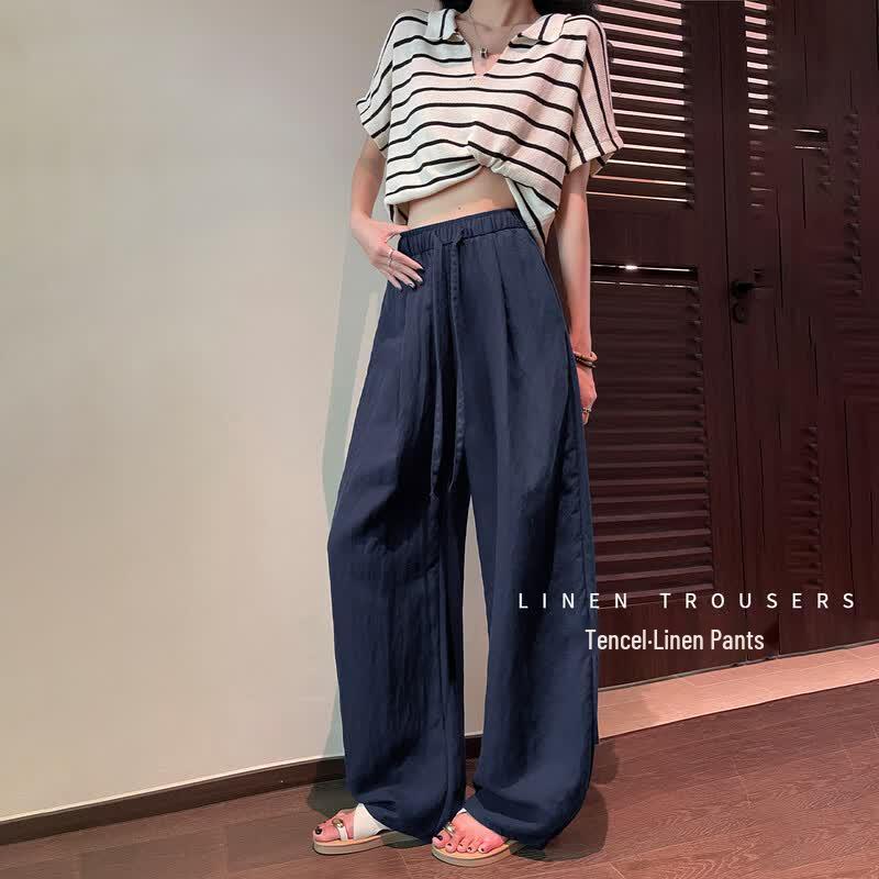 La Chapelle Ice Silk High-Waist Wide-Leg Pants XL