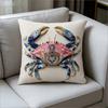 Ornate Crab Throw Pillow Cover 2D Embroidery Effect Coastal Print Decorative Cushion Cover For Nautical Beach Home Decor