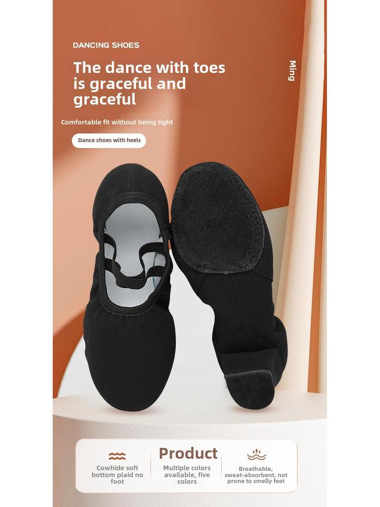 Chaussures de danse noires antidérapantes pour femmes, pour ballet et danse carrée, talons mi-hauts