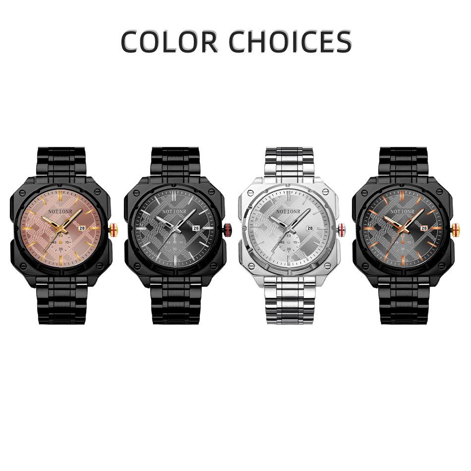 Men's Fashion Watch Square Watch Stainless Steel Quartz Watch Business Watch Simple watch Calendar Watch