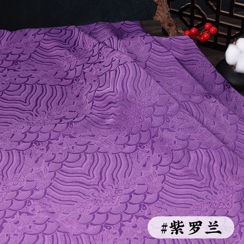 Wave Jacquard Fabric Micro Stretch Breathable By The Meter for Hanfu Dress Horse Face Skirt Sewing Anti Wrinkle Cloth White Red