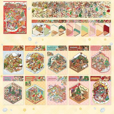 Miniature House Scene Stickers Cartoon Landscape Decals Miniature Scene Decals For Glass Wood Paper Kids Living Room Nursery