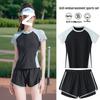 Women's Color-Block Running Set - Short Sleeve Top & Shorts