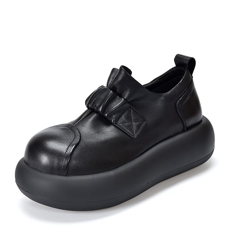 

Johnature Туфли на плоской платформе из натуральной кожи, ретро, с круглым носком, на толстой подошве, универсальная женская обувь 35