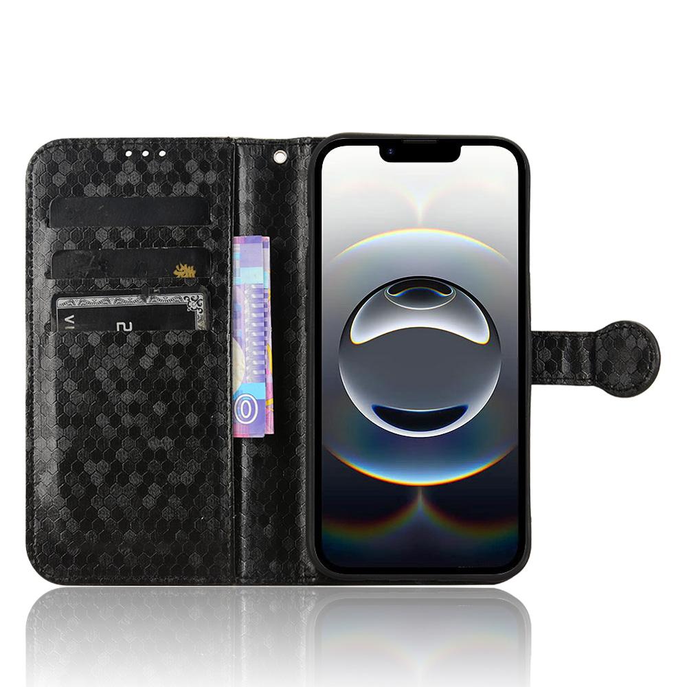 

For iPhone 16e Wallet Case Dot Pattern Imprint PU Leather Phone Cover Silver