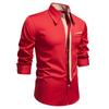 Autumn Men's Fake Tie Long Sleeve Shirt Men New Fashion Special Design Solid Shirts Male Versatile Casual Social Wedding Party