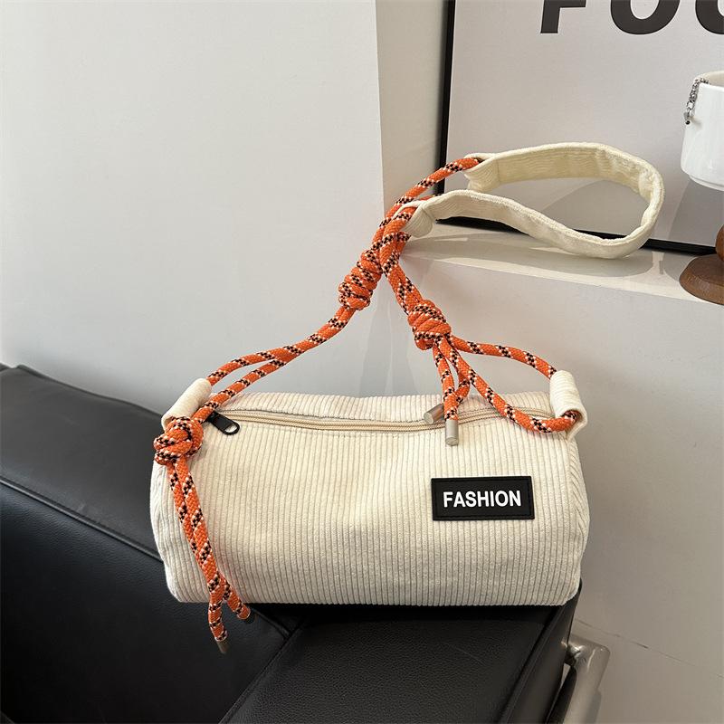 Popular bag new summer fashion corduroy messenger bag women's texture niche shoulder cylinder bag