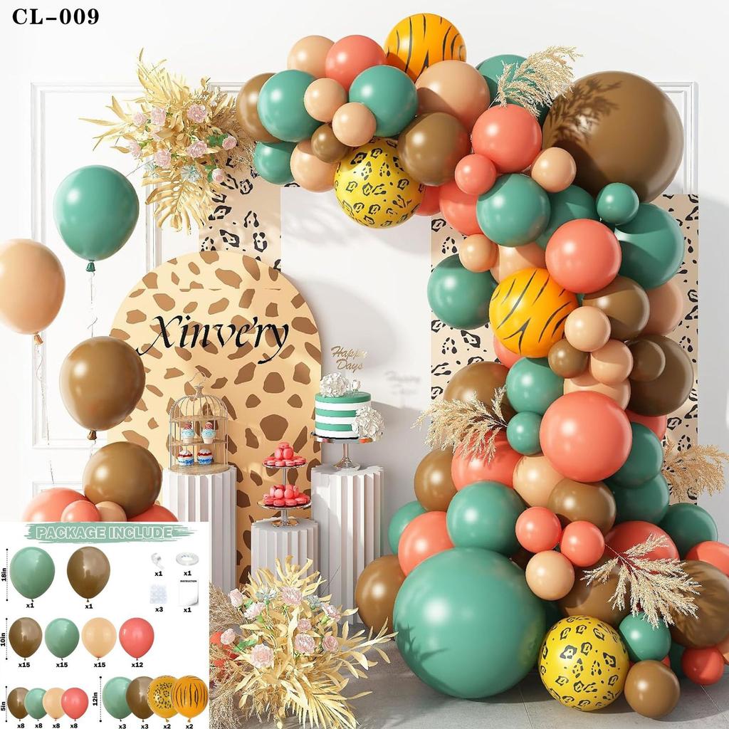 Forest Series Green Balloon Chain Set Children'S Birthday Theme Party Decoration Jungle Arrangement Balloon