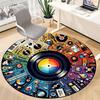 1pc Music Instruments Office Round Area Rug, Indoor Mat Suitable ForOffice, Under Office Chairs Bedroom Living Room Home Decor, Room Deco T134