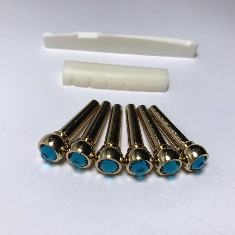 

Pure Copper String Pins & Bone Bridge Nut for Folk Guitar with Solid Cone & Brass Tuning Pegs for Extended Sustain