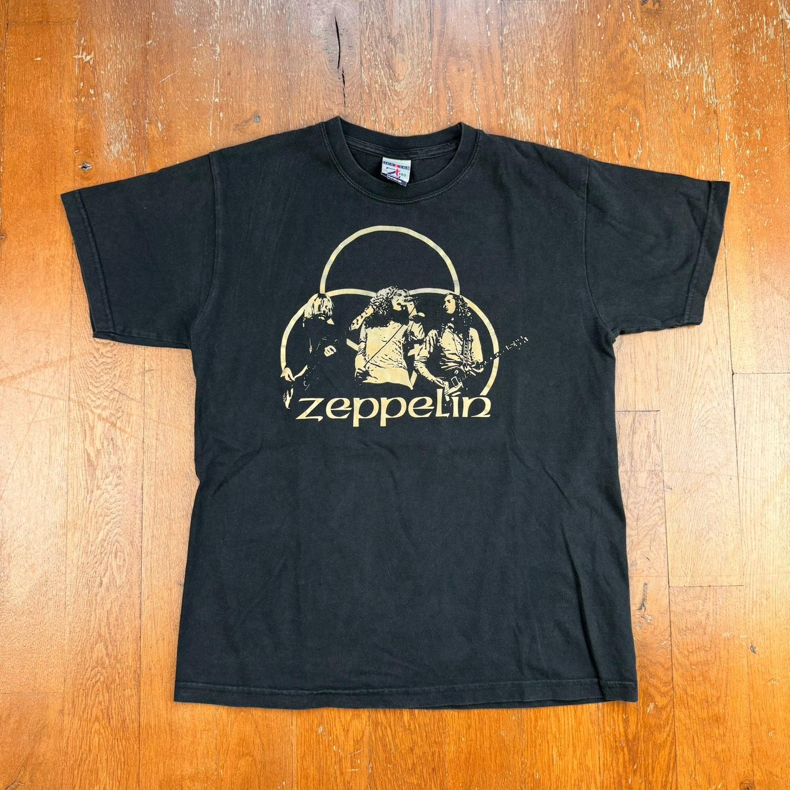 Vintage Led Zeppelin Rock Music Band T Shirt Size Xs Black Gold XL
