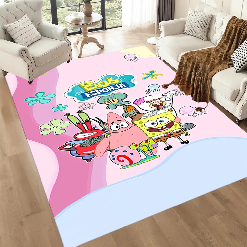 Spongebob's Colorful Friends Square Rugs Are a Great Choice for Living Rooms, Bedrooms, Home Décor, and As Gifts.