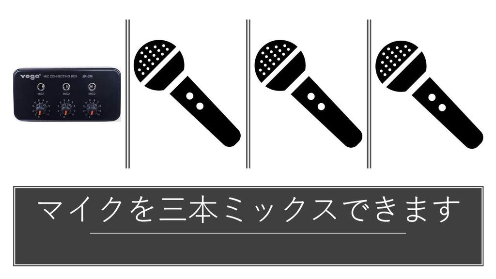 YOGA JK-3M Karaoke Microphone Mixer You can connect three vocal microphones to the karaoke microphone input. A simple mixer that does not require a