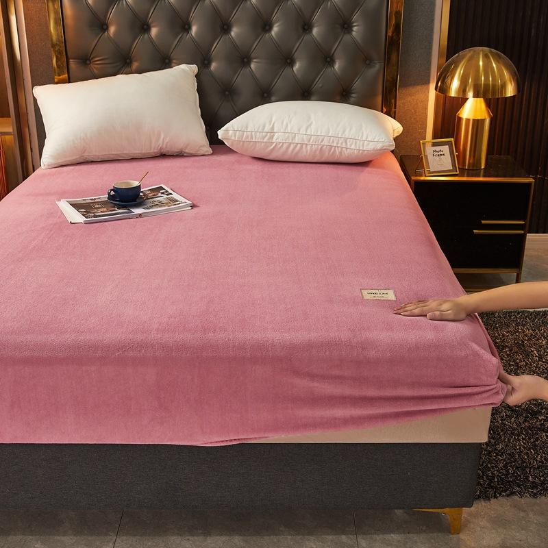 Soft Warm Plush Fitted Sheet Elastic Mattress Cover Fluffy Velvet Fleece Bed Linen Winter Couple Double Bed Bedding 200cm No Pillowcase