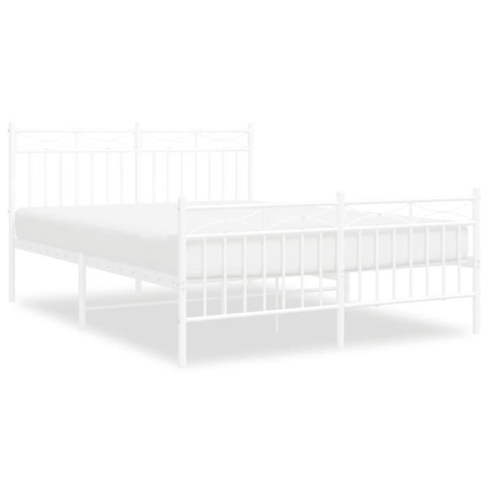 VidaXL Cadre de lit métal avec tête de lit-pied de lit blanc 140x200cm 373759
