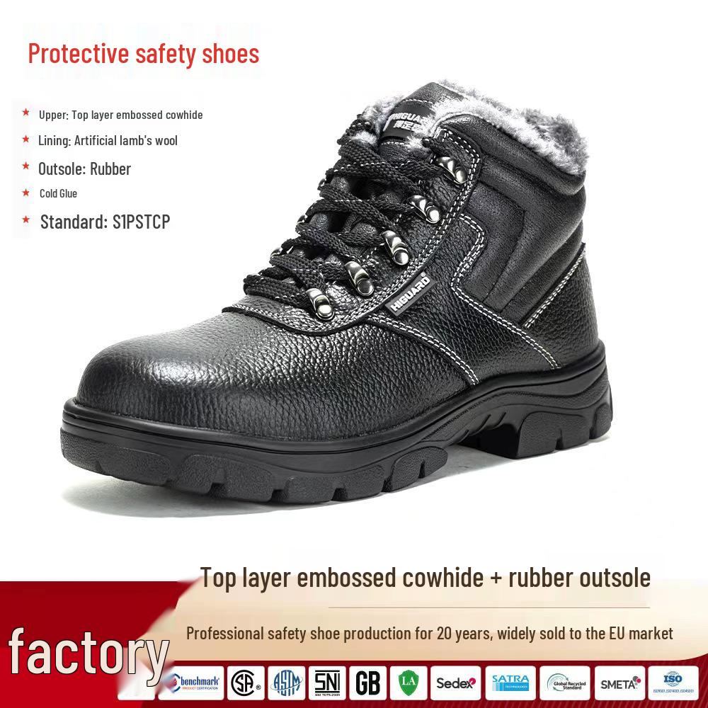 Зимние защитные ботинки Defender Mid-Cut - Теплые, морозостойкие, противоударные, проколобезопасные, нескользящие, износостойкие для мужчин Black Mid-Cut 40