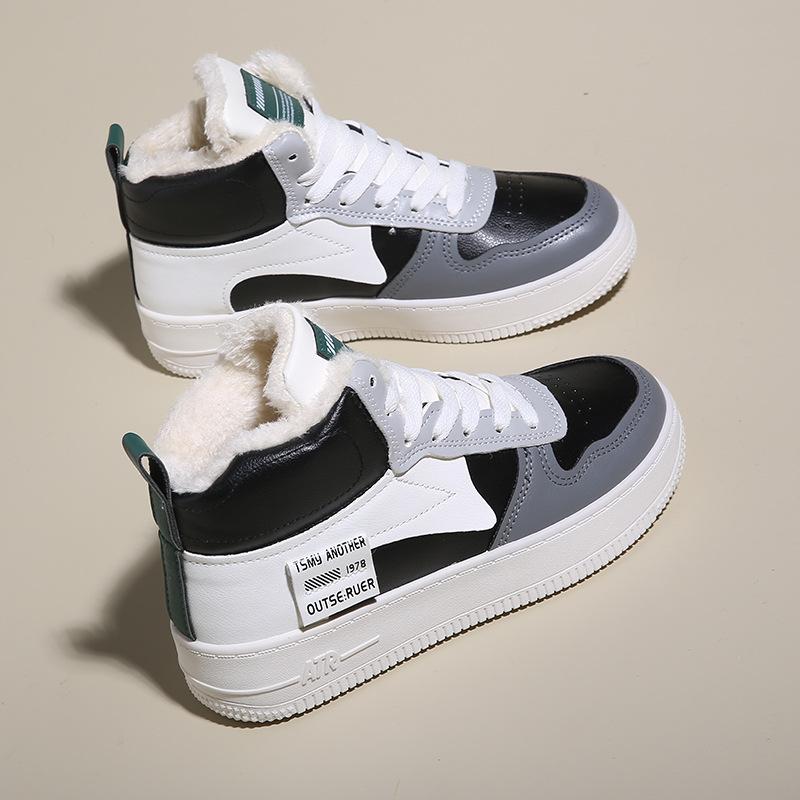 

Женские зимние высокие кроссовки на плюшевой подкладке, короткие ботильоны на подкладке из искусственного меха без шнуровки, теплая спортивная обувь для бега, зимние ботинки из искусственной кожи для женщин 40