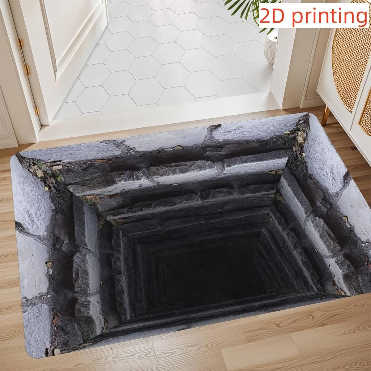 

1 шт. Килимок для дверей 3D ефект Оптична ілюзія Дверний килимок Жує Відкрита дошка Смішний Дверний килимок Килим для дверей Гумовий килим Ідеально підходить для вхідних дверей 50X80CM