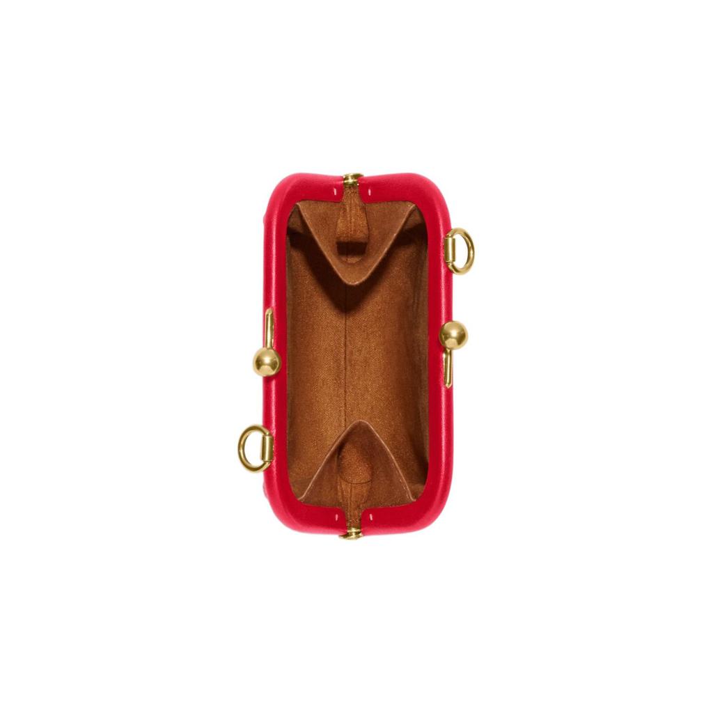 New COACH Kisslock Canvas With Leather Shoulder Bag, Crossbody Bag, Card Holder, Wallet Mini Women's Red & Brown CH520-IMVGQ