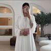 Damen Abaya Schal Spitze Ärmel Offener Cardigan Kleid Eid Muslimische Party Jalabiya Ramadan Abayas Marokko Kaftan Arabisches Langes Gewand