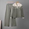 Striped sweater set Spring and Autumn 1116 new loose fashion casual wide-leg pants knitted two-piece set