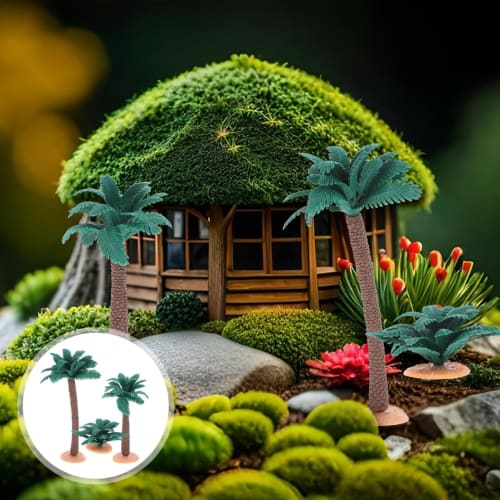 KALLORY Realistic Trees, Set of 3, Landscape Model Trees, Interior Greenery for Miniature Gardens, Artificial Plant Decorations, PVC, Perfect for Desk