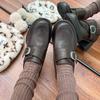 Grape mother retro small leather shoes women's 2025 French uniform women's shoes bag head soft waxy one pedal versatile loafers women