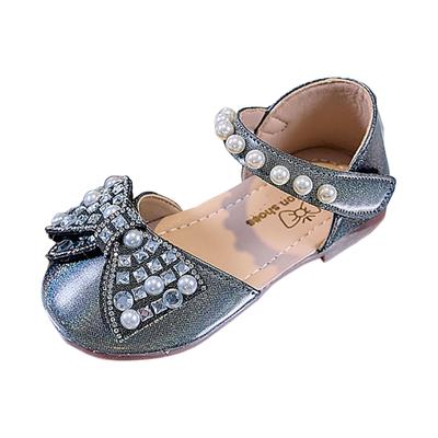 Sweet Girl Princess Shoes Fashion Rhinestone Pearl Bow Baby Shoes Kids Party Children's Dance Little Girls Leather Shoes