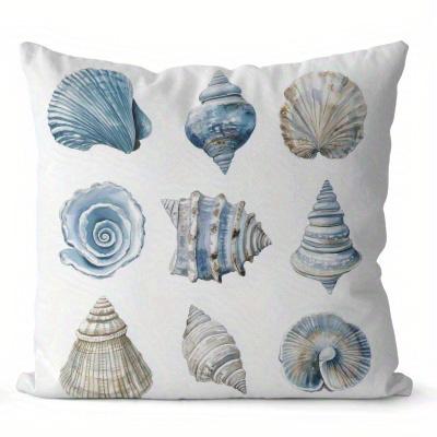 Home Decor Seashell Starfish Watercolor Pattern Pillow Covers Pattern Cushion Cover Suitable For Sofa Bedroom Car Pillow Cover