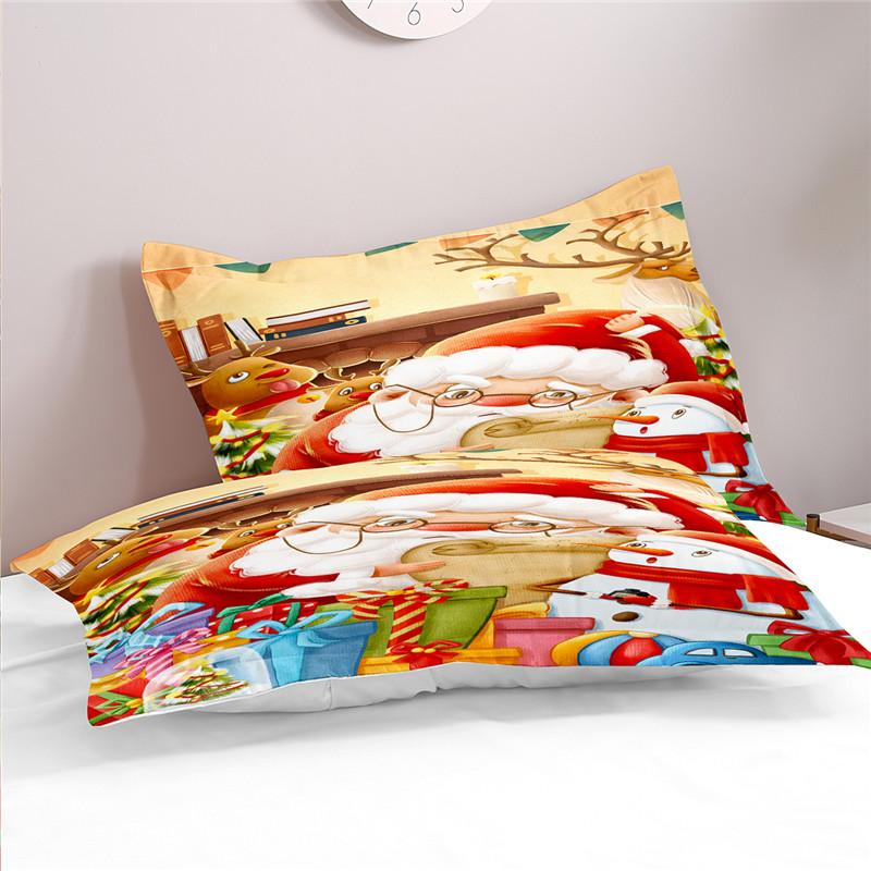 Christmas 0.9/1.2/1.5/1.8/2.0m Digital Printing Polyester Bed Flat Sheet With Pillowcase Print Bedding Set
