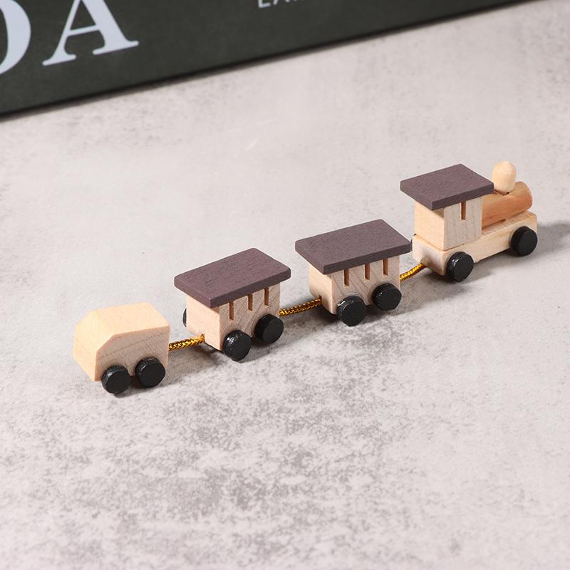 1:12 Dollhouse Miniature Wooden Train Mini Ornaments DIY Doll House Decoration Accessories Kid Pretend Play Toy