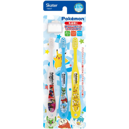 Skater Toothbrush, for Preschoolers (Ages 3-5), Soft, Pack of 3, Pok?mon Design, 23N, 14cm, TB5ST-A