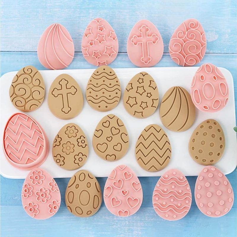 10 PCS Easter Series Cookie Cutter Plastic Material Pressable Biscuit Cutter Cookie Mould Biscuit Mold for Baking Lover