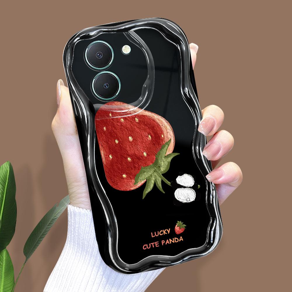 

Милый мультяшный узор, кремовая текстура, мягкий силиконовый чехол с волнистыми краями, чехол для телефона для Vivo Vivo Y95 чёрный